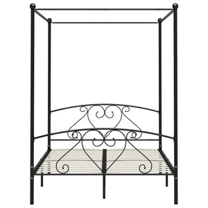 vidaXL Four-Poster Bed Frame Black Metal 160 x 200 cm
