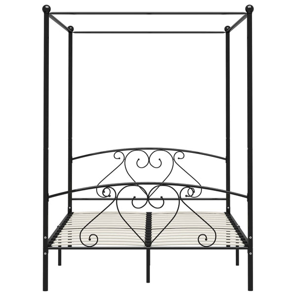 vidaXL Four-Poster Bed Frame Black Metal 160 x 200 cm