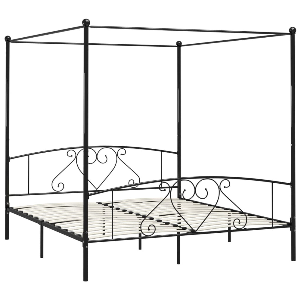 vidaXL Canopy Bed Frame Black Metal 180 x 200 cm