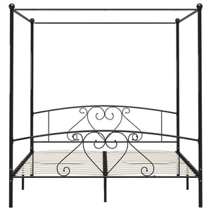 vidaXL Canopy Bed Frame Black Metal 180 x 200 cm