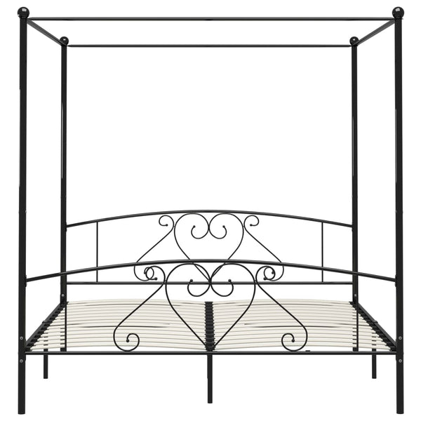 vidaXL Canopy Bed Frame Black Metal 180 x 200 cm