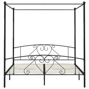 vidaXL Four-Poster Bed Frame Black Metal 200 x 200 cm