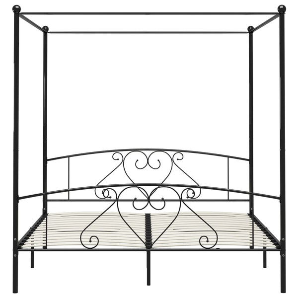 vidaXL Four-Poster Bed Frame Black Metal 200 x 200 cm