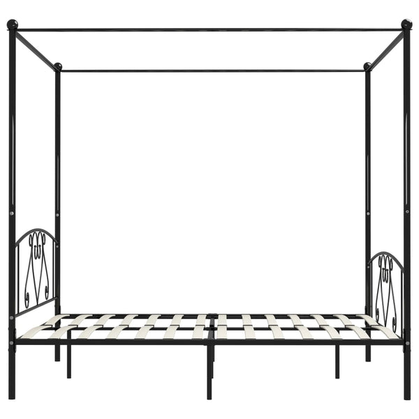 vidaXL Four-Poster Bed Frame Black Metal 200 x 200 cm