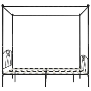 vidaXL Four-Poster Bed Frame Black Metal 200 x 200 cm