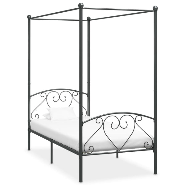 vidaXL Canopy Bed Frame Grey Metal 90 x 200 cm