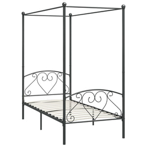 vidaXL Canopy Bed Frame Grey Metal 90 x 200 cm