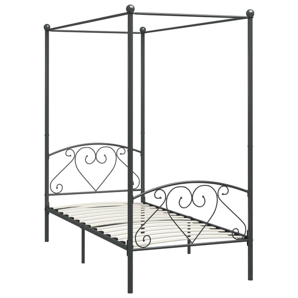 vidaXL Canopy Bed Frame Grey Metal 90 x 200 cm