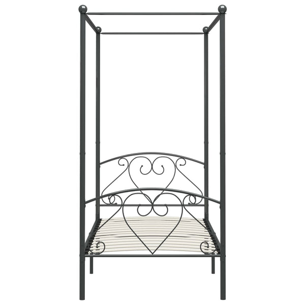 vidaXL Canopy Bed Frame Grey Metal 90 x 200 cm