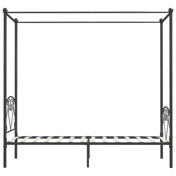 vidaXL Canopy Bed Frame Grey Metal 90 x 200 cm