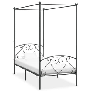 vidaXL Canopy Bed Frame Grey Metal 100 x 200 cm