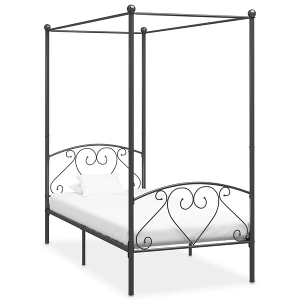 vidaXL Canopy Bed Frame Grey Metal 100 x 200 cm
