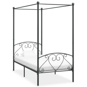 vidaXL Four-Poster Bed Frame Grey Metal 120 x 200 cm