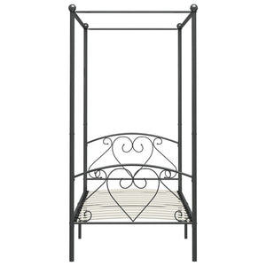 vidaXL Four-Poster Bed Frame Grey Metal 120 x 200 cm