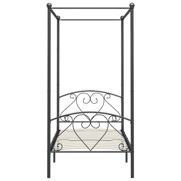 vidaXL Four-Poster Bed Frame Grey Metal 120 x 200 cm