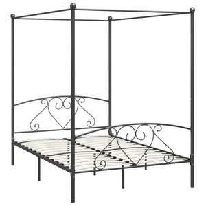vidaXL Canopy Bed Frame Grey Metal 140 x 200 cm