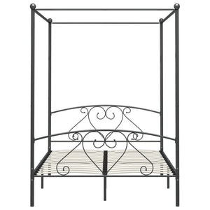 vidaXL Canopy Bed Frame Grey Metal 140 x 200 cm