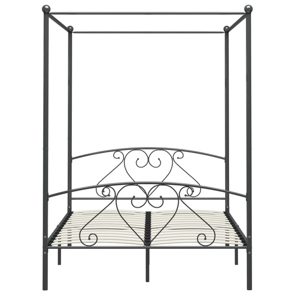 vidaXL Canopy Bed Frame Grey Metal 140 x 200 cm