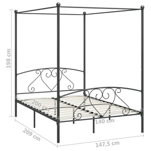 vidaXL Canopy Bed Frame Grey Metal 140 x 200 cm