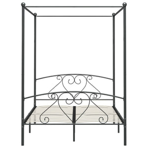 vidaXL Four-Poster Bed Frame Grey Metal 160 x 200 cm