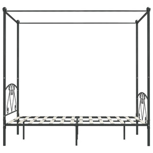 vidaXL Four-Poster Bed Frame Grey Metal 160 x 200 cm