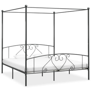 vidaXL Canopy Bed Frame Grey Metal 180 x 200 cm