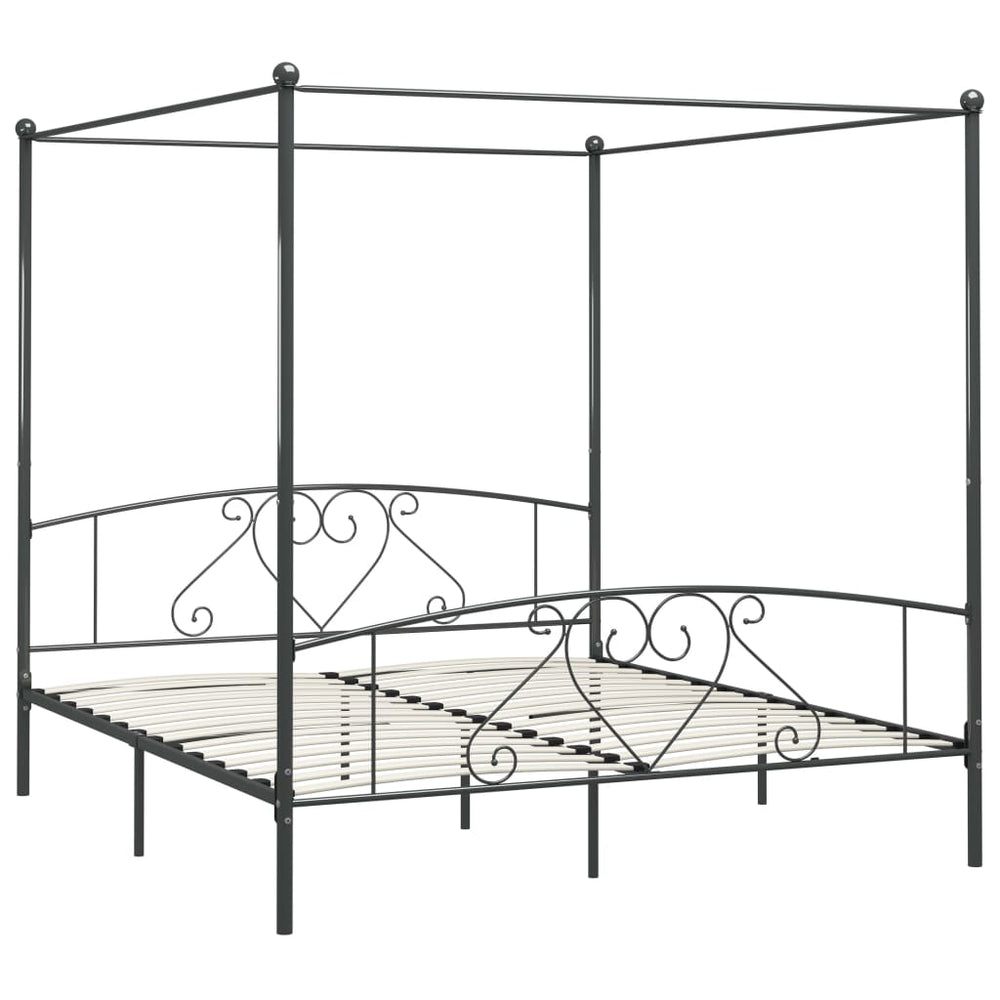 vidaXL Canopy Bed Frame Grey Metal 180 x 200 cm