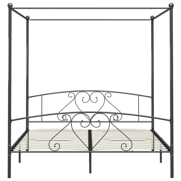 vidaXL Canopy Bed Frame Grey Metal 180 x 200 cm