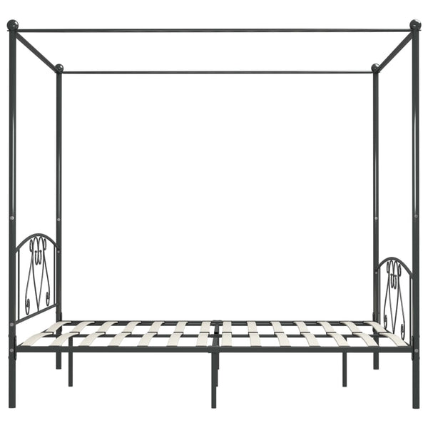 vidaXL Canopy Bed Frame Grey Metal 180 x 200 cm