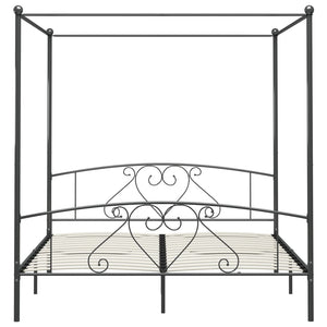 vidaXL Four-Poster Bed Frame Grey Metal 200 x 200 cm