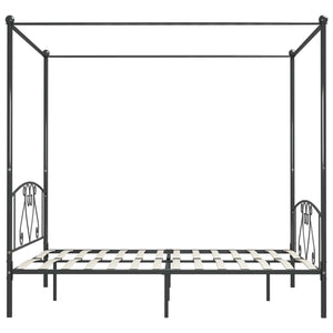 vidaXL Four-Poster Bed Frame Grey Metal 200 x 200 cm
