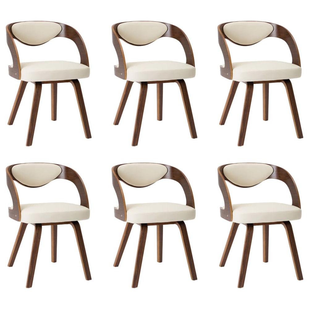vidaXL Dining Chairs 6 pcs Cream Bentwood and Faux Leather