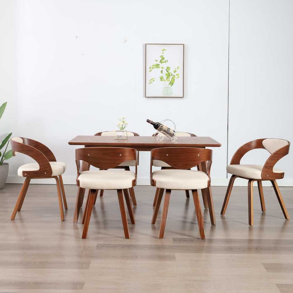 vidaXL Dining Chairs 6 pcs Cream Bentwood and Faux Leather