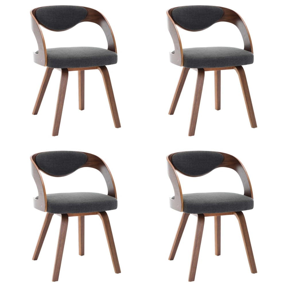 vidaXL Dining Chairs 4 pcs Dark Gray Bentwood and Fabric