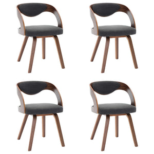 vidaXL Dining Chairs 4 pcs Dark Gray Bentwood and Fabric