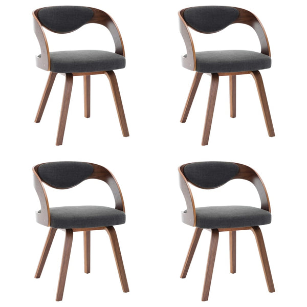 vidaXL Dining Chairs 4 pcs Dark Gray Bentwood and Fabric