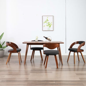 vidaXL Dining Chairs 4 pcs Dark Gray Bentwood and Fabric