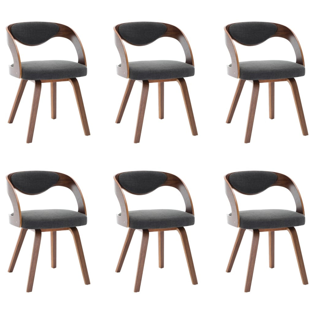 vidaXL Dining Chairs 6 pcs Dark Grey Bentwood and Fabric