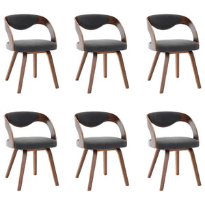 vidaXL Dining Chairs 6 pcs Dark Grey Bentwood and Fabric