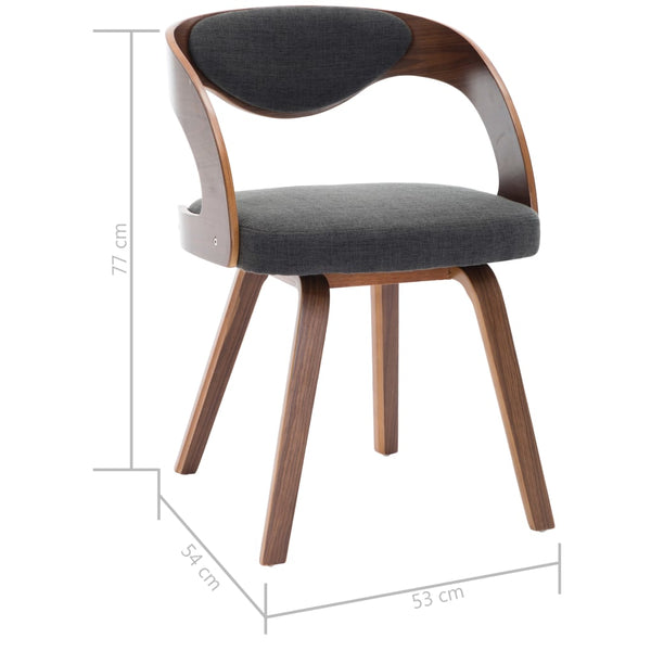 vidaXL Dining Chairs 6 pcs Dark Grey Bentwood and Fabric