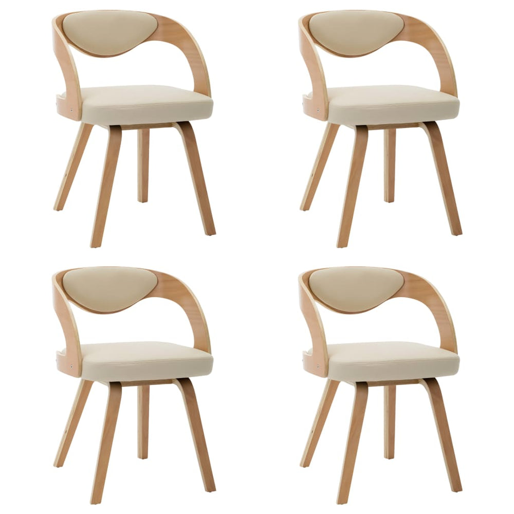 vidaXL Dining Chairs 4 pcs Cream Bentwood and Artificial Leather