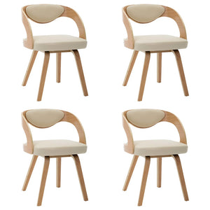 vidaXL Dining Chairs 4 pcs Cream Bentwood and Artificial Leather