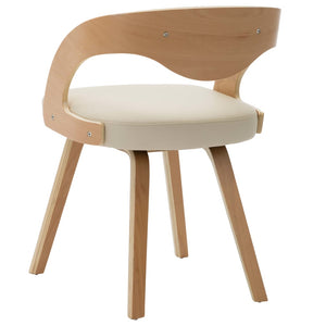 vidaXL Dining Chairs 4 pcs Cream Bentwood and Artificial Leather