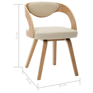 vidaXL Dining Chairs 4 pcs Cream Bentwood and Artificial Leather