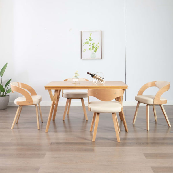 vidaXL Dining Chairs 4 pcs Cream Bentwood and Artificial Leather