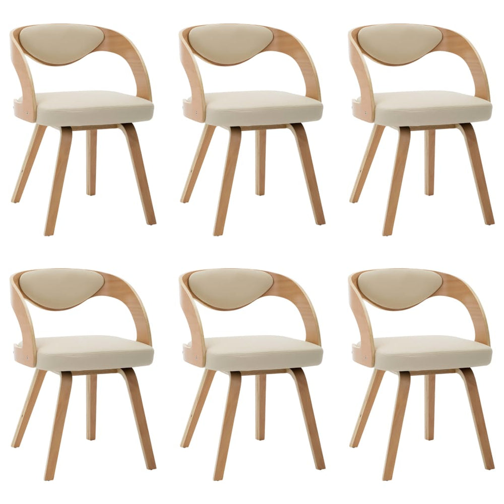 vidaXL Dining Chairs 6 pcs Cream Bentwood and Faux Leather