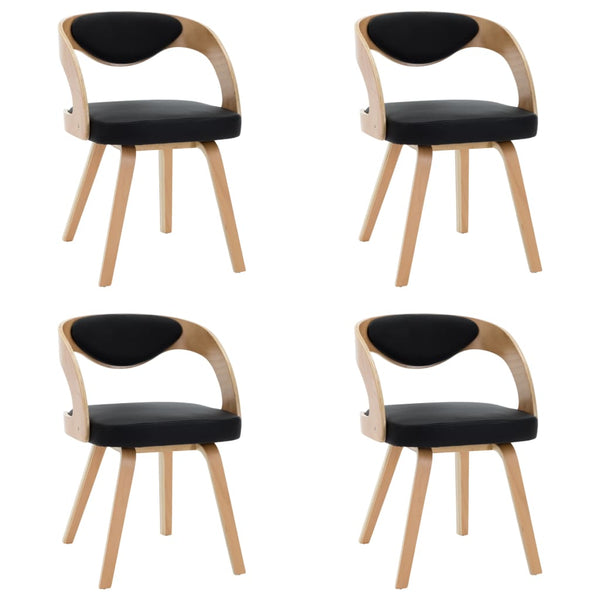 vidaXL Dining Chairs 4 pcs Black Bentwood and Faux Leather