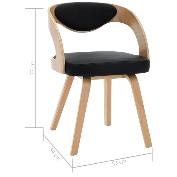 vidaXL Dining Chairs 4 pcs Black Bentwood and Faux Leather