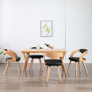 vidaXL Dining Chairs 4 pcs Black Bentwood and Faux Leather