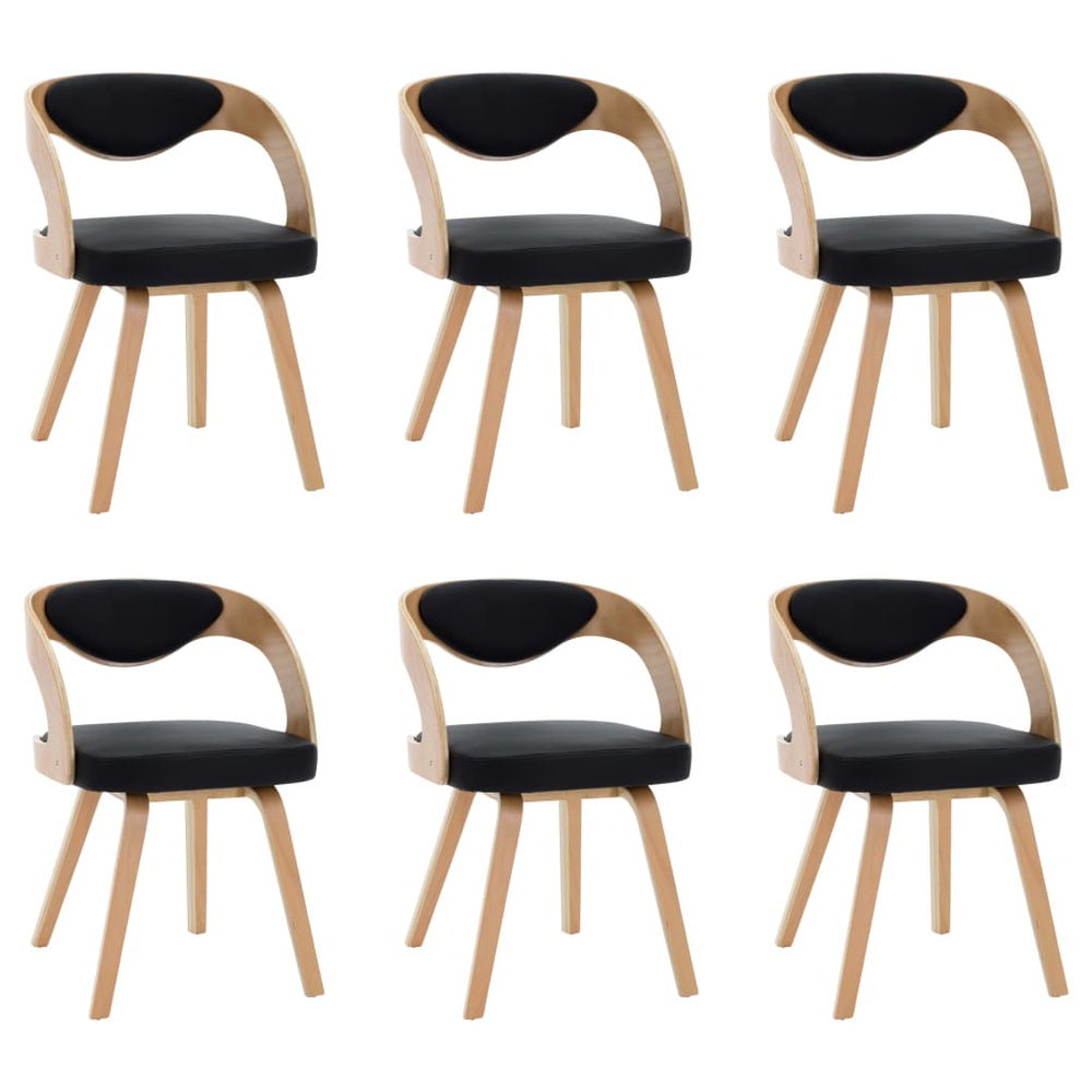vidaXL Dining Chairs 6 pcs Black Bentwood and Faux Leather